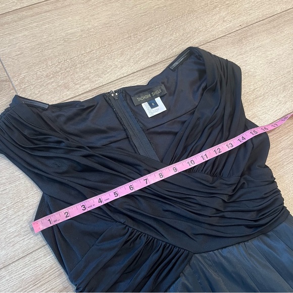Tadashi Shoji Black Taffeta Fit and Flare Off the Shoulder Dress Size 8 - Picture 7 of 10